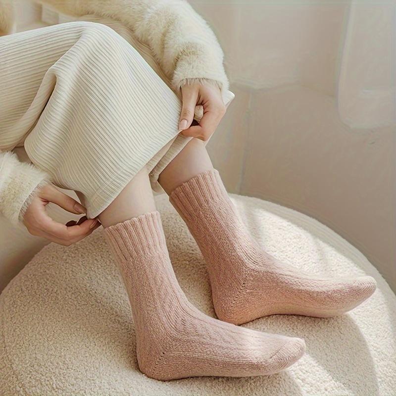 5Pairs Women's Socks Winter Warm Resistant Floor Sock Breathable Comfortable High Quality Pink Soft Middle Sock Sleep Sox Female