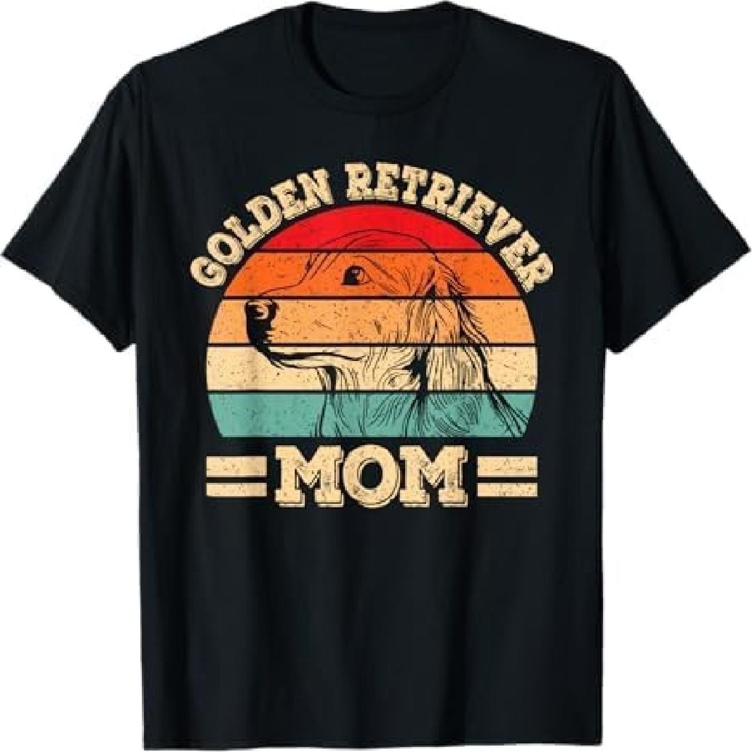 Cute Golden Retriever Mom Design Funny Dog Lover Retro Women T-Shirt HABI S