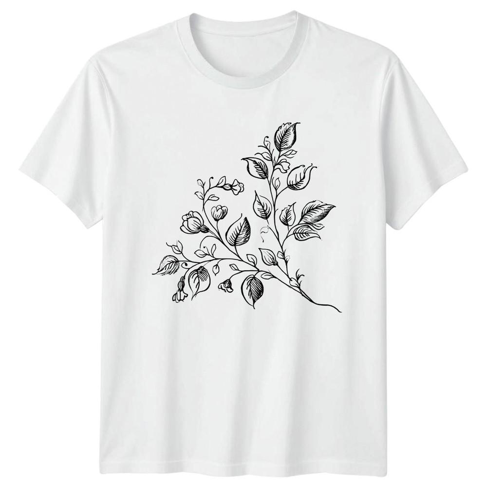 Elegant Floral Botanical Sketch Design Unisexs TShirt Botanical Sketch S