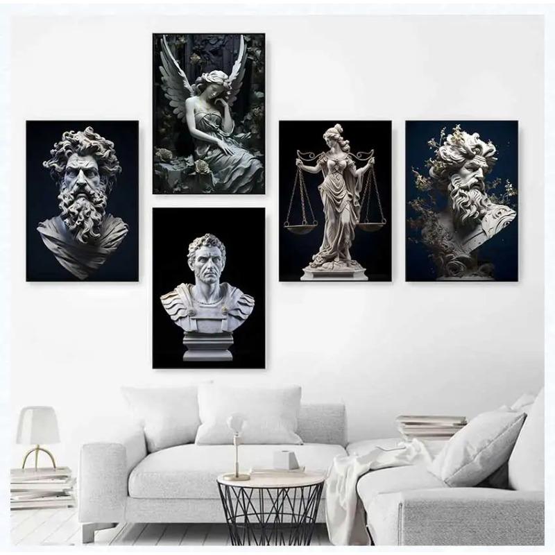 David Sculpture Lion Marcus Aurelius Sculpture Lady Justice Posters Canvas Painting Print Wall Art Aesthetic Home Decor Cuadros