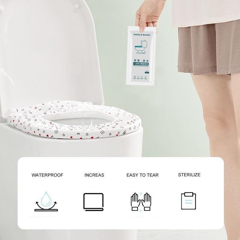 10 Stück biologisch abbaubare Einweg-Toilettensitzabdeckungen WC-Toilettenmatten Reise-Camping-Hotel-Badezimmer-Zubehör Toilettenpapier-Pads