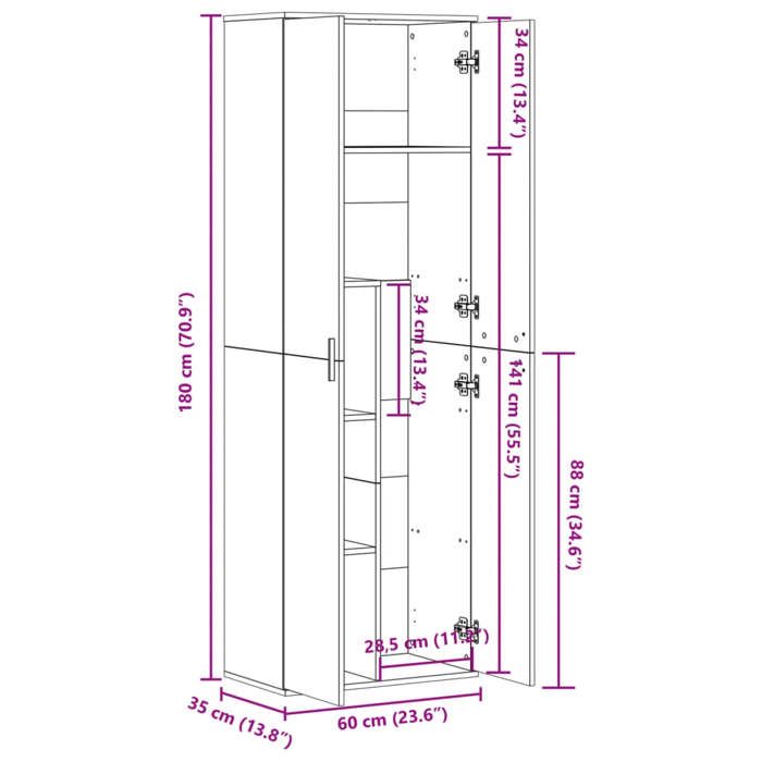 VidaXL Buffet haut sonoma gris 60x35x180 cm bois d'ingénierie, buffet, meuble de rangement, armoire haute, armoire, armoire 3276670