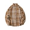 Autumn Men'S Abraded Thickened Plaid Long Sleeve Shirt Men'S Casual Shirt Jacket