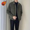 2025 Men's Versatile Fleece-Lined Top Coat - Casual Loose Fit, Turn-Down Collar, Autumn/Winter Workwear