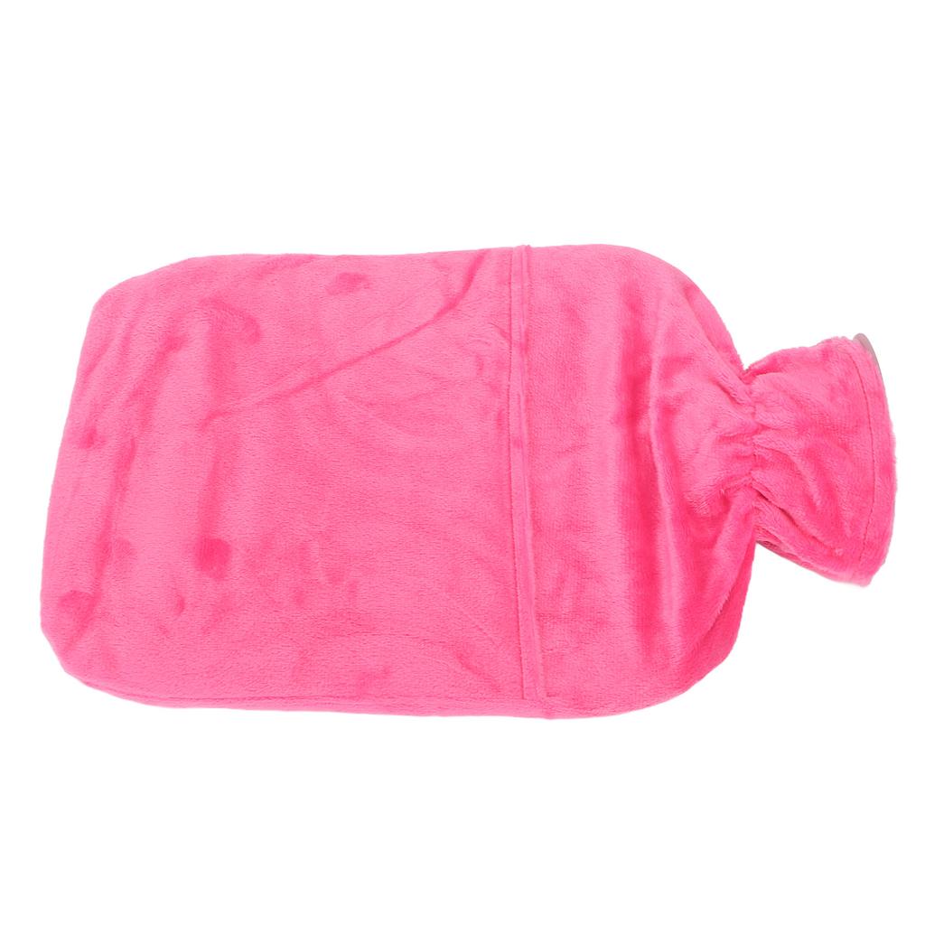 Hot Water Bottle with Plush Cover Men Women 2L PVC Soft Hot Water Bag for Neck Shoulder Soreness Pink