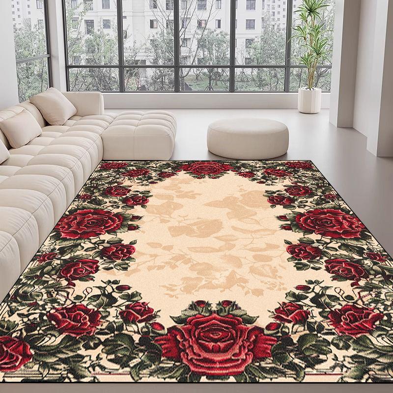 Tappeti Stile Europeo Lusso Leggero Decorazione Soggiorno Tappeto Floreale Area Divano Salotto Tappetino Pavimento Camera da Letto Cabina Armadio Tappeto Morbido