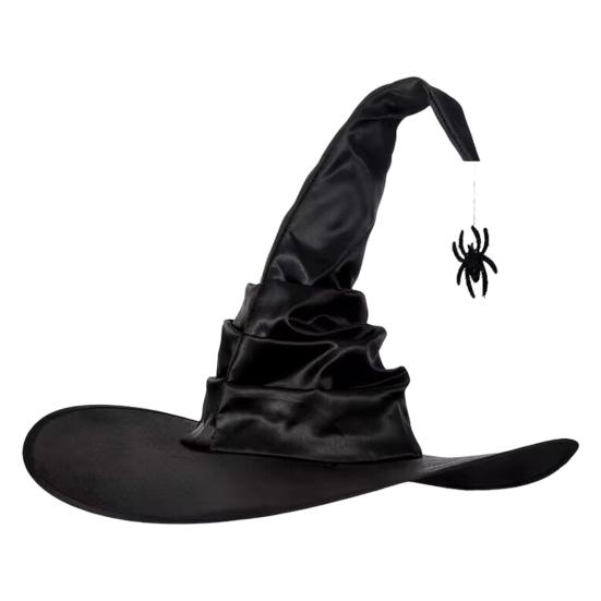 Dámský halloweenský čarodějnický klobouk skládací pro dospělé černý saténový klobouk čaroděje halloweenský kostým na párty pro cosplay karnevaly maškarní plesy
