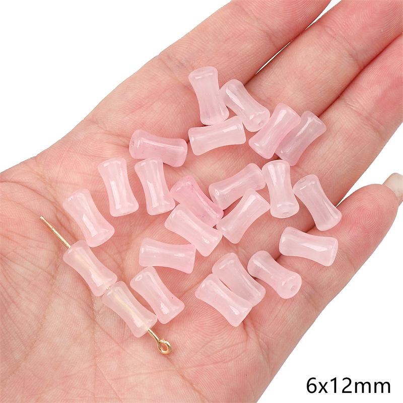Transparent Pink Glass Round Beads: Crystal, Wheel, Bamboo for DIY Bracelets