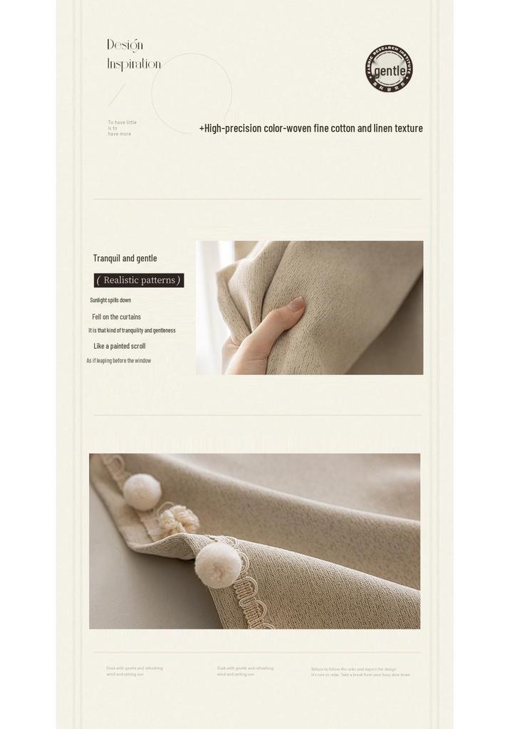 Elegant Double-Sided Cotton Linen Light-Blocking Curtains with Retro Design and Multiple Specifications