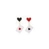 Oil Drop Heart Spade Playing Card Earrings, Light Luxury Design Sense Asymmetrical Personality Fashion Earrings