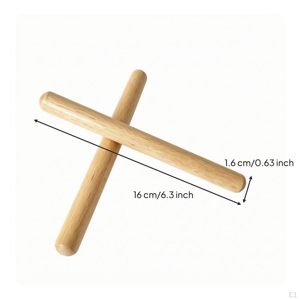 Rhythm Percussion Sticks Rounded Ends Wooden Wood for Beat Keeping