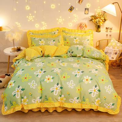 Huse de pilotă florale botanice cu dantelă volane Stil pastoral Flori Huse de plapumă Set de lenjerie de pat reversibil din microfibră 3 piese