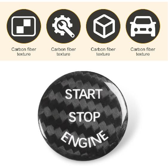 1 PC Car Start Button Decorative Sticker, Engine Start Button Cover Accessories, Car Ignition Button Cover Replacement, Suitable for Most Cars