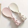 1PC Cute Rabbit Rice Spoon  Heatproof Plastic Scoop For Kitchen/Camping, Non-Stick Vertical Handle ,18cm