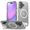 For Apple 17 Horizontal and Vertical Stand Mobile Phone Case Transparent Magnetic Car Charging 16pro Anti-fall Protective Cover