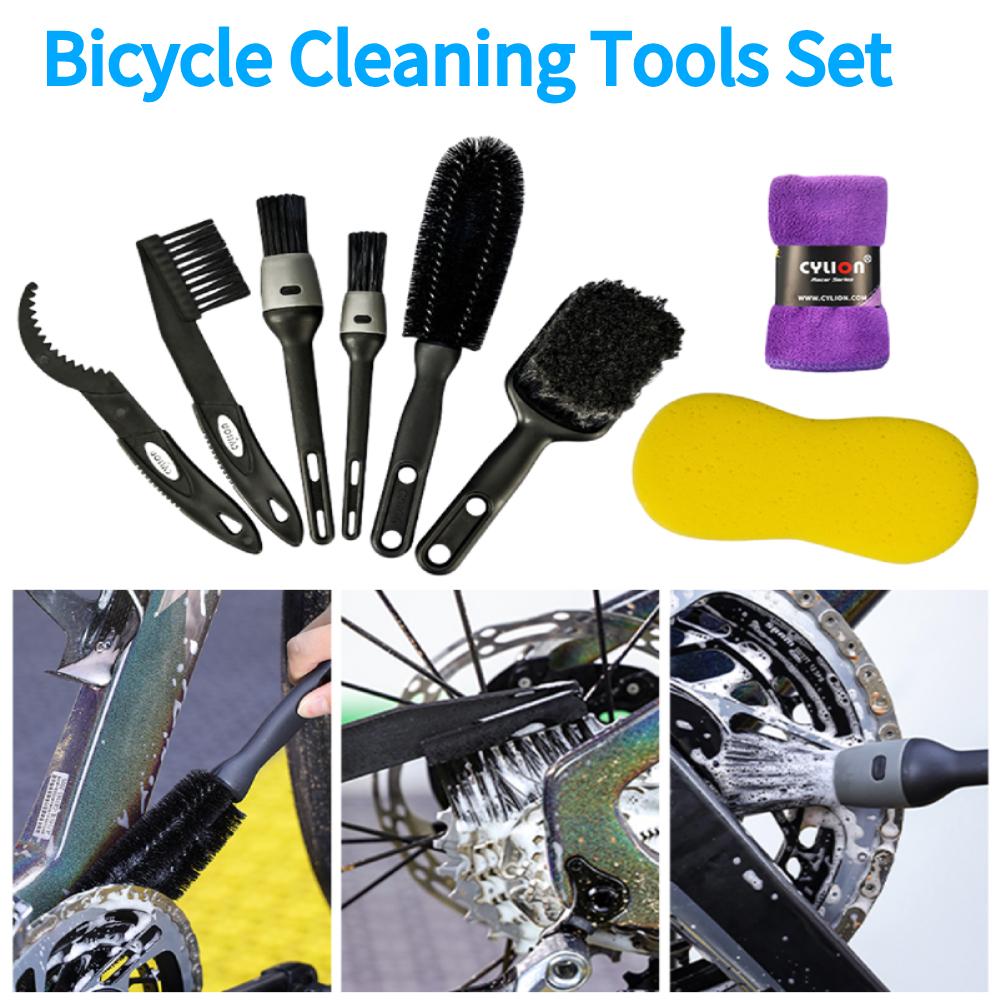 Bicycle Bike Cleaning Tools Set Bike Clean Brush Kit Bike Cleaning Brush Set for Mountain Road City BMX and Folding Bike