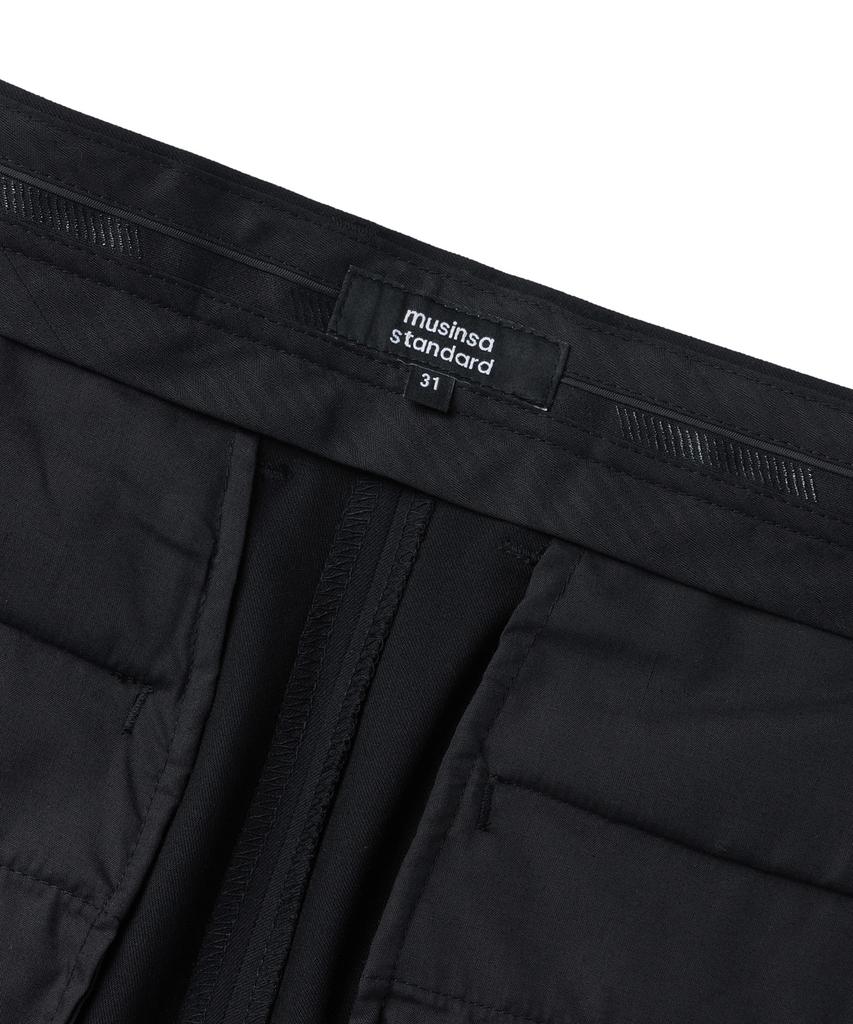 MUSINSA STANDARD Narrow Belt One-Pleat Wide Slacks [Black]