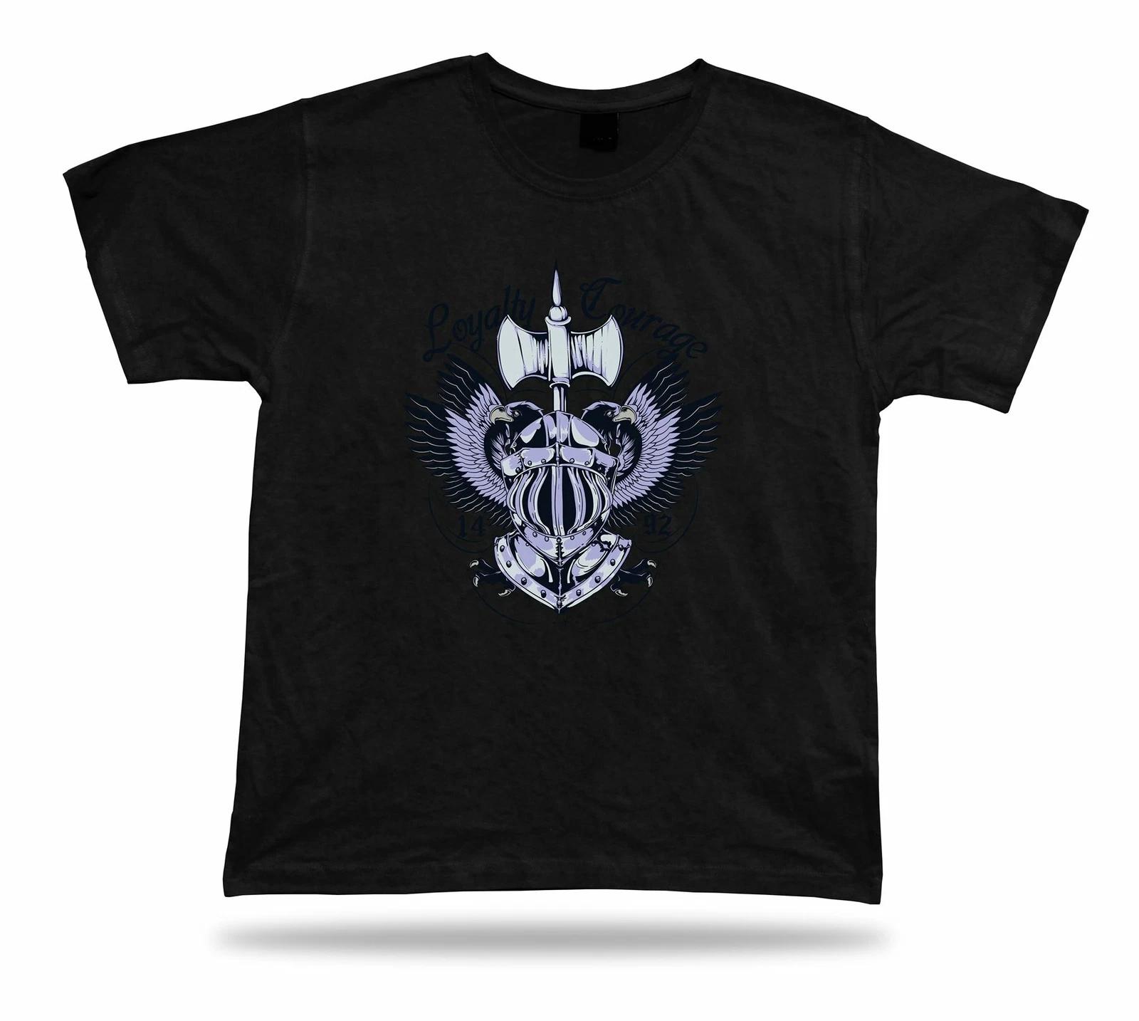 Tshirt Tee Shirt Birthday Gift Idea Loyalty Courage Armor Helmet Knight Emblam M