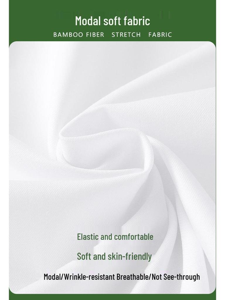 Women's Long Sleeve Professional White Stretch Shirt for College Students and Teachers