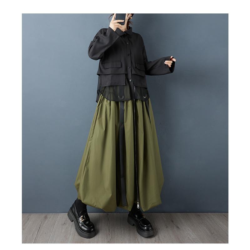 DIMANAF 2025 Plus Size Autumn Winter Women Long Skirts Elastic Waist Trousers Oversize Fashion Lady Clothing