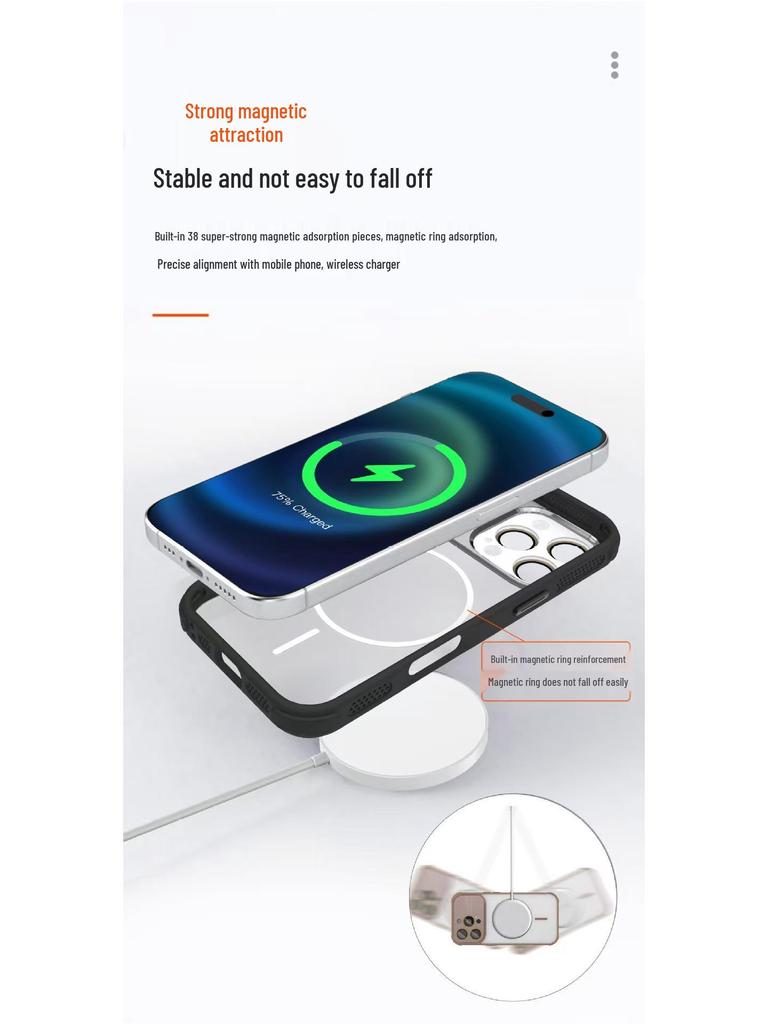 iPhone 17 Pro Large Magnetic Case: Transparent, Frosted Heat Dissipation, Drop-Proof Protective Cover