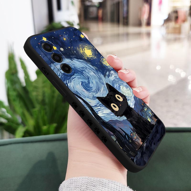 

Starry Cat Phone Case For Samsung Galaxy A37 A57 Liquid Silicone Cover Samsung A37