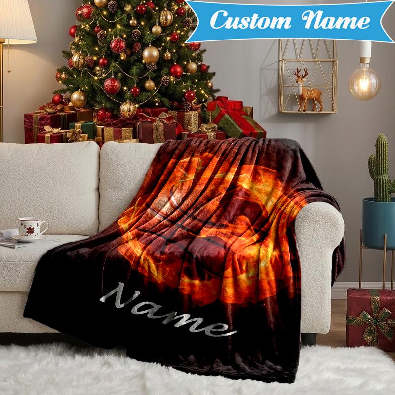 Custom Name Basketball Blanket Lightweight Ideal Bedding Blanket Perfect for Travel, Camping, Living Rooms, Sofas, Christmas gift