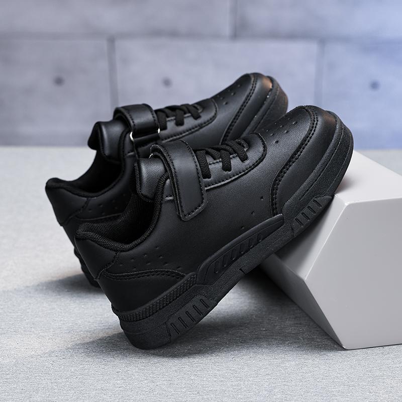 28-39 Dětská Móda Plus Size Módní Kožený Povrch Bílé Boty Ležérní Sportovní Boty Suchý Zip Skate Boty