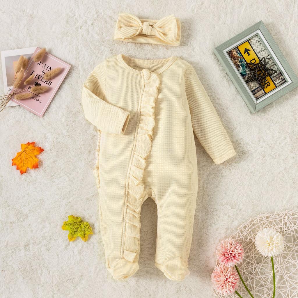 Baby Spring & Autumn Solid Color Long Sleeve Bodysuit