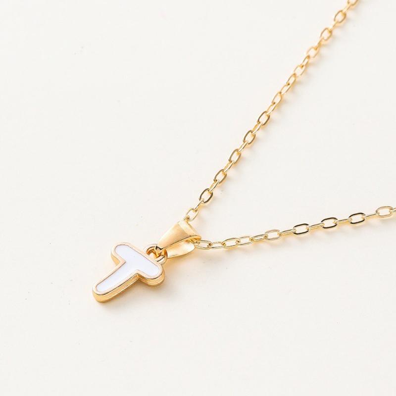 Name Initial Necklace For Women Simple Enamel A-Z Alphabet Pendants Choker Letter Necklaces Fashion Clavicle Chain Jewelry Gifts