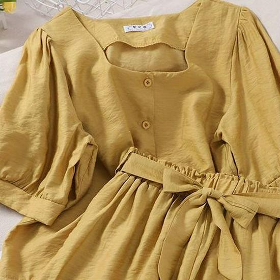 Petite Women's Square Neck Puff Sleeve Top & Elastic Waist Wide Leg Shorts Two-Piece Summer Set