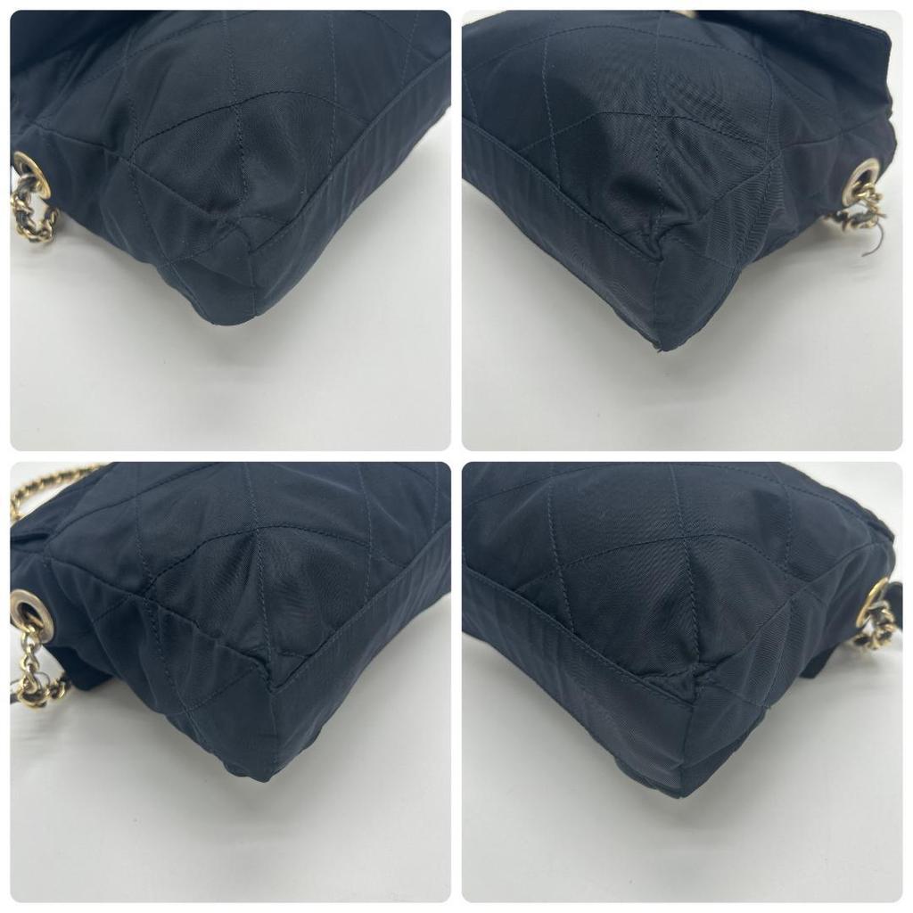 PRADA Shoulder Bag Tote Bag Single Shoulder Strap Tessuto Nylon Quilted Gold Chain Triangle Logo Plate White Tag