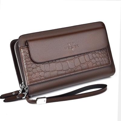 Billetera para hombre Lujo Alta Calidad Doble Cremallera Bolsa para Teléfono Monedero de Gran Capacidad Patrón Piedra Bolsa de Muñeca Bolsa para Tarjetas Bancarias