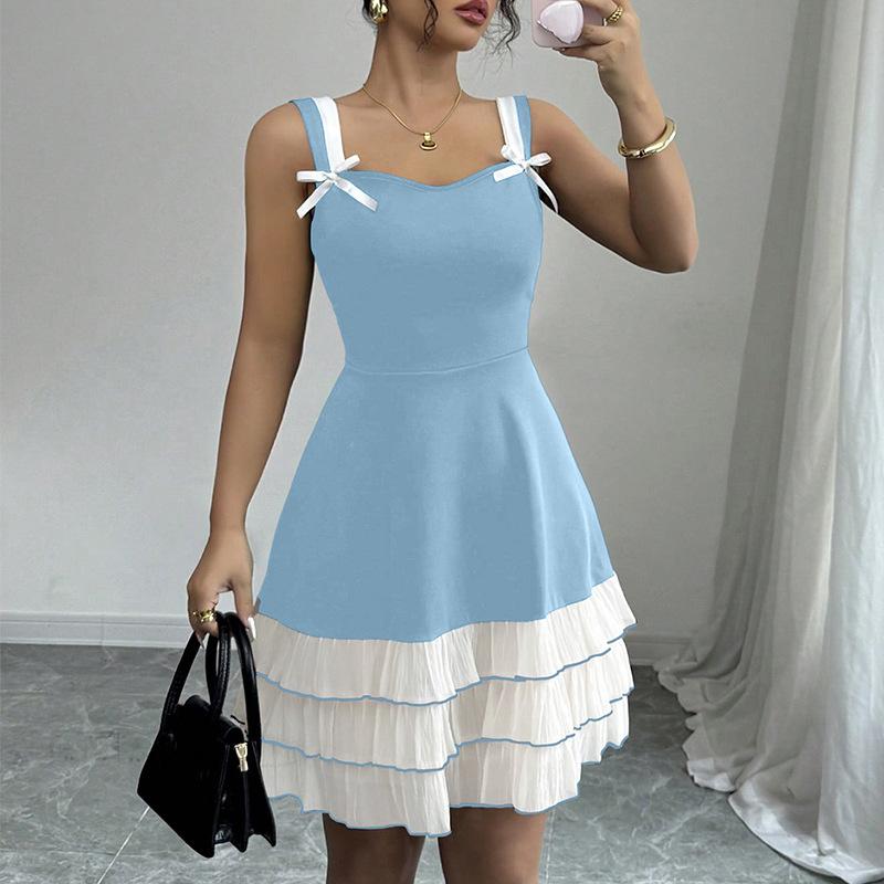 Women's Summer New Camisole Dress Contrasting Multi-layer Cake Dress
