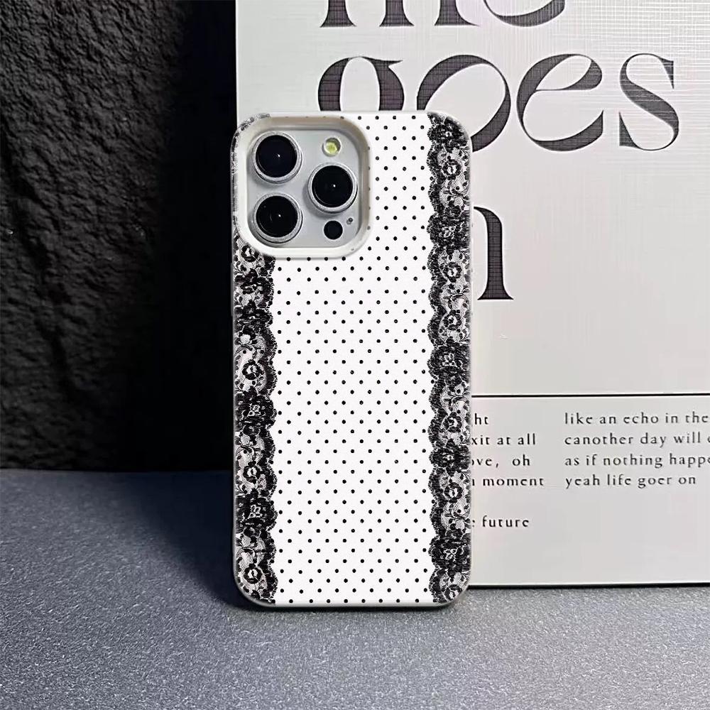 Czarny koronkowy wzór w kropki Lichee Skórzany Pokrowiec na Telefon Dla Xiaomi mi 15T X7 F7 X6 M7 X5 M6 F5 X4 X3 Pro Ultra GT NFC 4G 5G