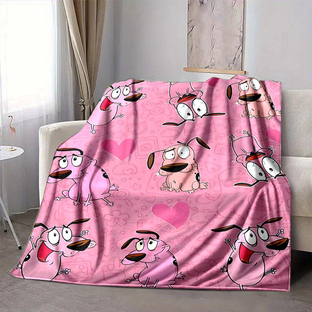 1Pc Pink Dogs Heart Flannel Blanket, Soft And Comfortable, Casual Warm, Camping Travel, Christmas, Halloween Xmas Gift N1345