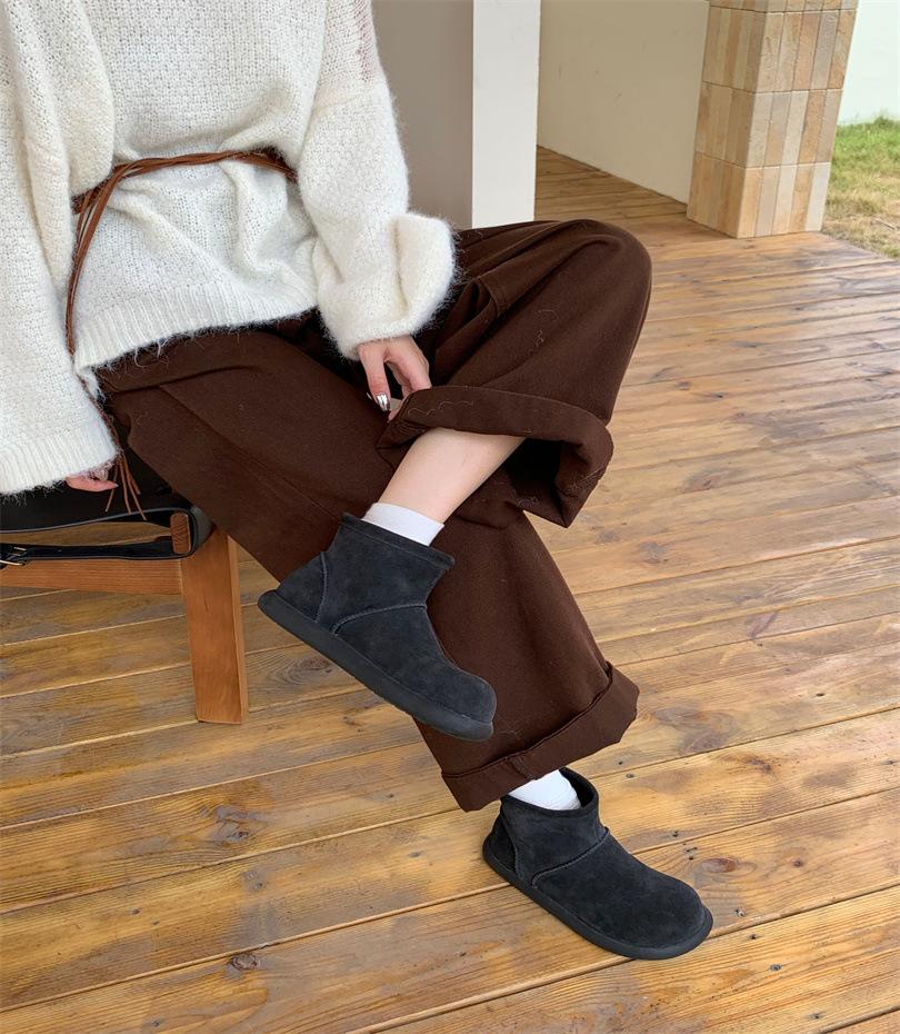 ~ Retro matte leather round head sleeve short boots for women's autumn and winter new fashion versatile thick-soled fashion boots for women