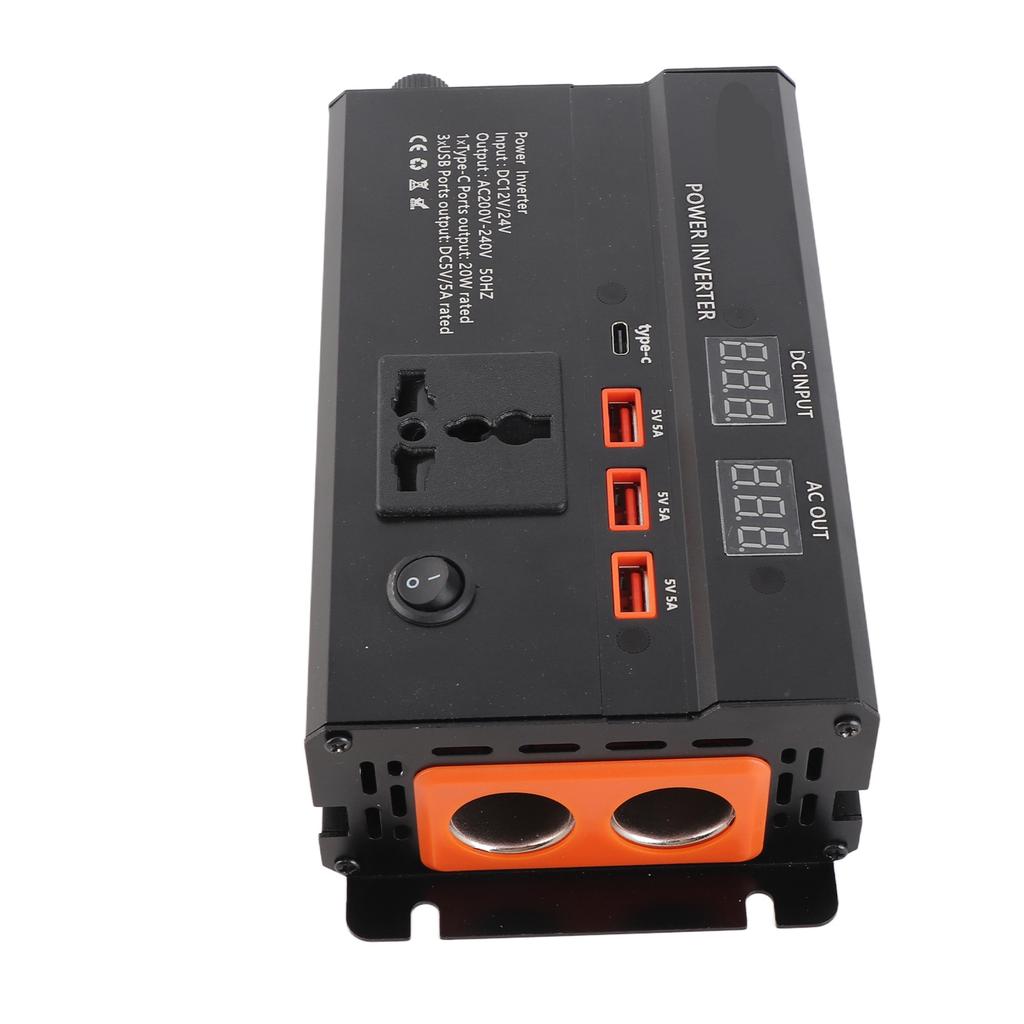 3000W 12V do 220V Przetwornica samochodowa z wyświetlaczem LCD Port USB Porty zapalniczki