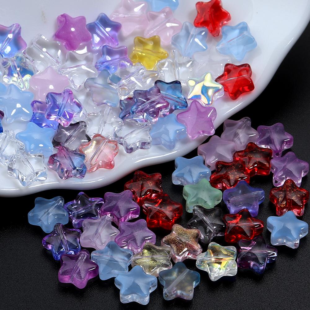 50pcs/lot 8mm Colored Star Lampwork Glass Beads For Jewelry Making Loose Spacer Charm Beads DIY Bracelet Necklace Accessories