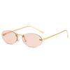 Lunettes de soleil ovales sans monture pour femmes Lunettes de soleil Punk UV400 Monture métallique Sans monture pour hommes et femmes Lunettes de conduite