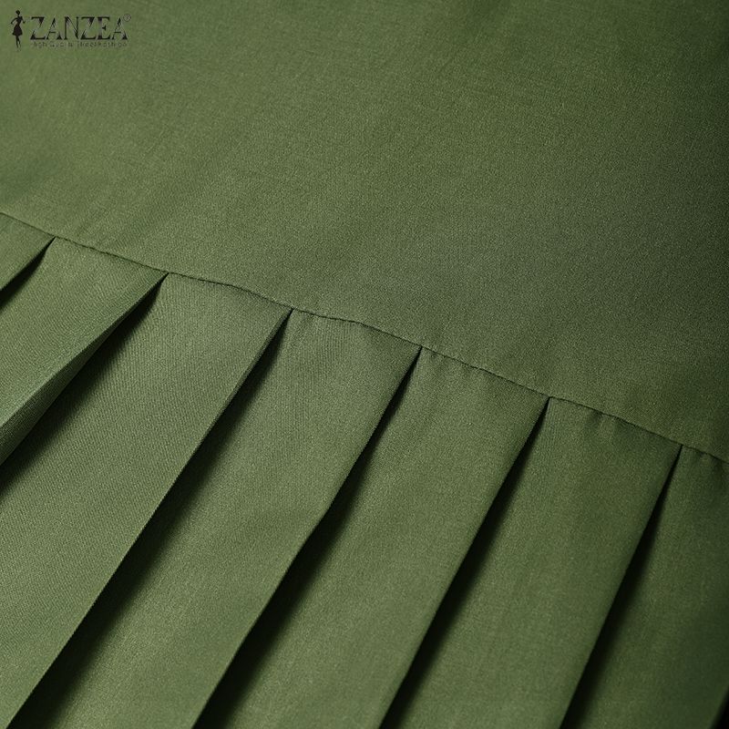 ZANZEA Women Casual Turtleneck Loose Long Sleeve Solid Blouse