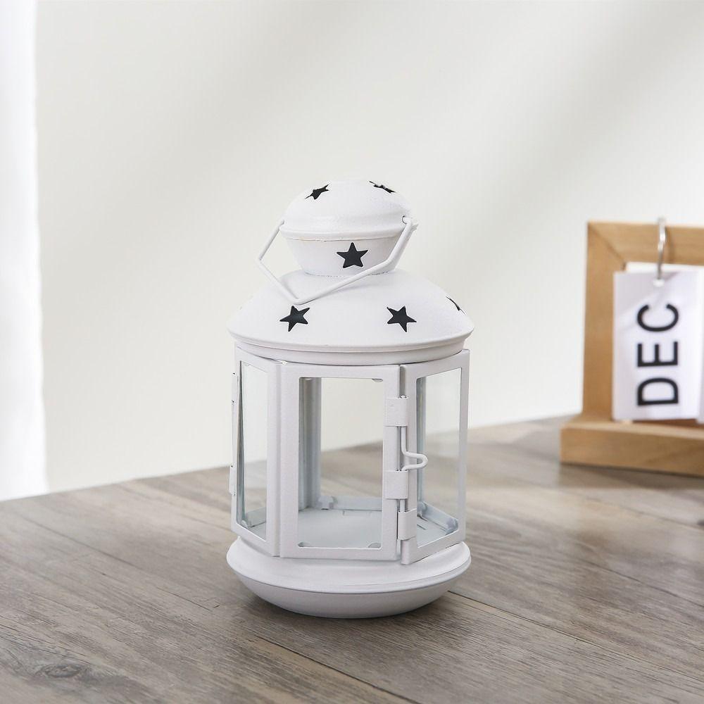 New Iron Candle Holder Hollow Wind-proof Hanging Candlestick Star DIY Candle Decoration Desktop