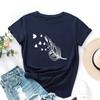 Cotton T-Shirt Short Sleeve Round Neck Women 2d Print Tops