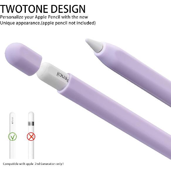 LINGXIU 2 Pack Silicone Case Cover Compatible with Apple Pencil 2nd Generation, Slim Lightweight Pencil Case Skin Sleeve Accessories and 16 Pcs Nib
