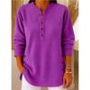 Women's Autumn Waffle Henley Shirt Long Sleeve Button Casual Loose Top