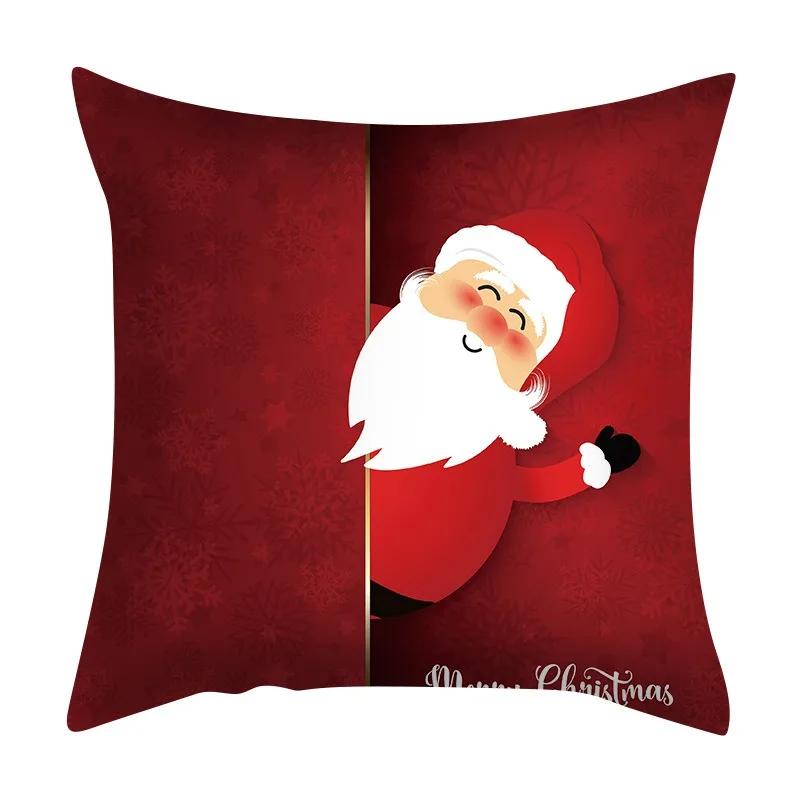 Christmas Set Luxury Home Decor Santa Claus Pattern Fashion Pillow Office Seat Cushion Cover