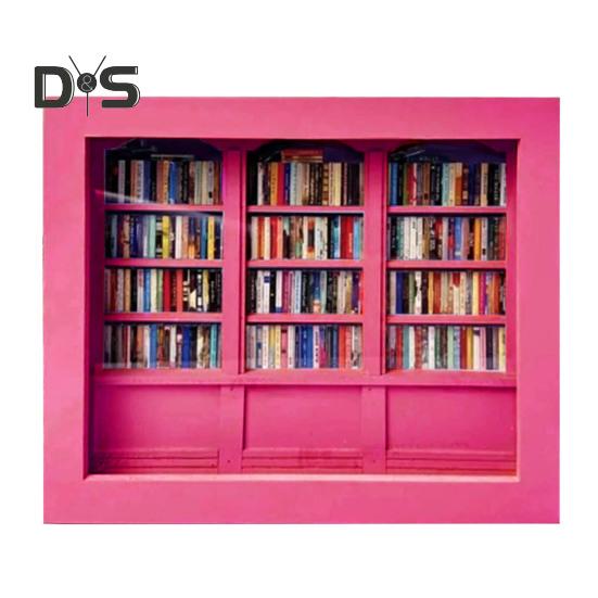 Mini knihovna pro úlevu od úzkosti Dřevěná miniaturní simulovaná polička s 200 ks Mini kniha s úlevou od stresu Hračka na stolní knihovnu pro domácí kancelář