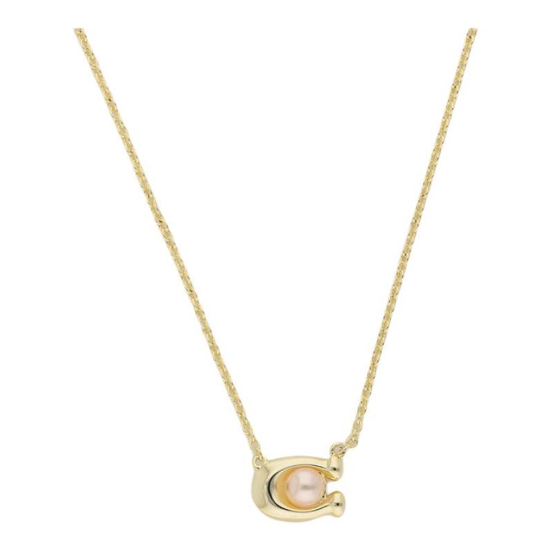 COACH Iconic Design Brass Necklace Women s Gold