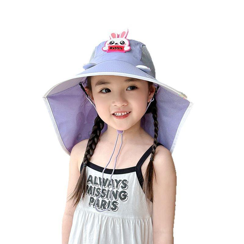 Children's Cartoon Sun Protection Hat UV Protection Summer Baby Fisherman Hat Big Hat Brim Boy Girl Sun Protection Sun Hat