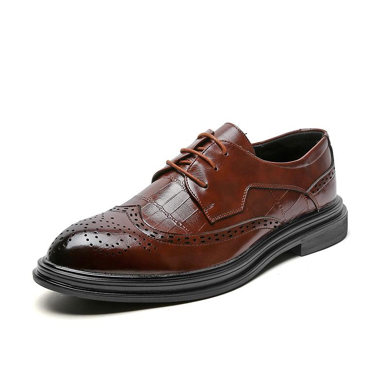 

Свадебная фотоцеремония жениха, корейская версия британских деловых повседневных кожаных ботинок, мужской костюм для молодого мужчины, шафер 1206-J 44 коричневый